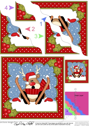 Christmas OOps Rudolph is Skiing Wavy Corner side stacker Topper