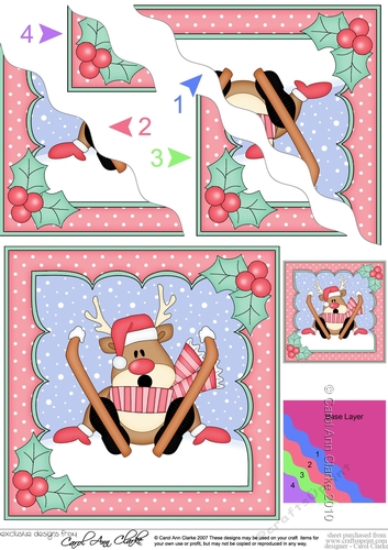 Christmas OOps Rudolph is Skiing Wavy Corner side stacker Topper