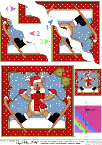 Christmas OOps Rudolph is Skiing Wavy Corner side stacker Topper