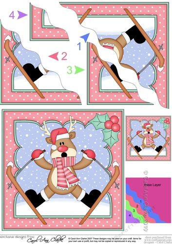 Christmas OOps Rudolph is Skiing Wavy Corner side stacker Topper