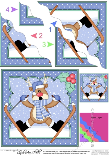 Christmas OOps Rudolph is Skiing Wavy Corner side stacker Topper
