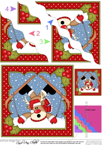 Christmas OOps Rudolph is Skiing Wavy Corner side stacker Topper