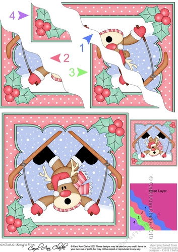 Christmas OOps Rudolph is Skiing Wavy Corner side stacker Topper
