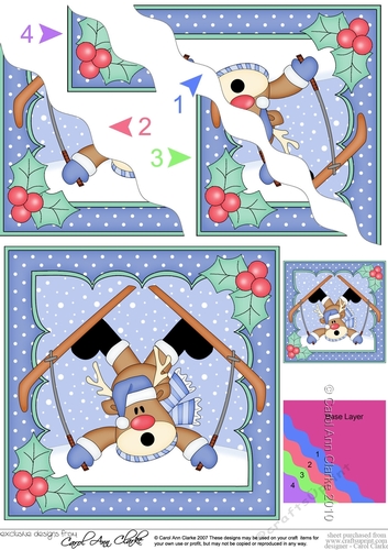 Christmas OOps Rudolph is Skiing Wavy Corner side stacker Topper