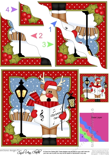 Christmas Rudolph is Carol Singing Wavy Corner side stacker Topper