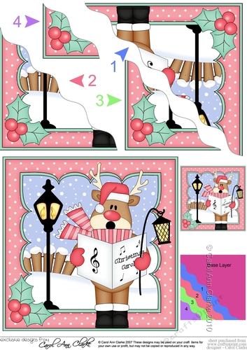 Christmas Rudolph is Carol Singing Wavy Corner side stacker Topper