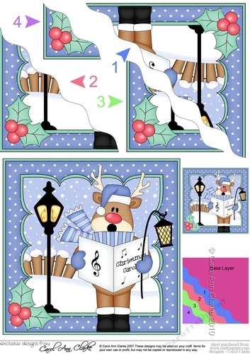 Christmas Rudolph is Carol Singing Wavy Corner side stacker Topper