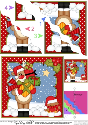 Christmas Rudolph has lots of Presents Wavy Corner side stacker Topper