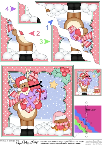 Christmas Rudolph has lots of Presents Wavy Corner side stacker Topper