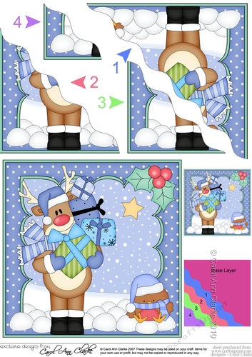 Christmas Rudolph has lots of Presents Wavy Corner side stacker Topper