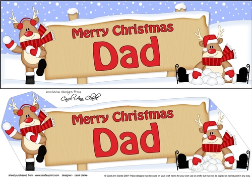 large DL Merry Christmas DAD with Rudolph 3D decoupage
