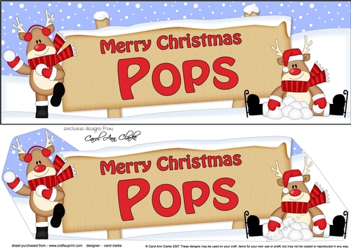 large DL Merry Christmas POPS with Rudolph 3D decoupage