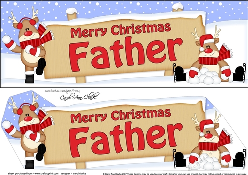 large DL Merry Christmas FATHER with Rudolph 3D decoupage