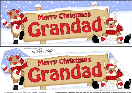 large DL Merry Christmas GRANDAD with Rudolph 3D decoupage