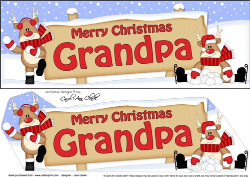 large DL Merry Christmas GRANDPA with Rudolph 3D decoupage