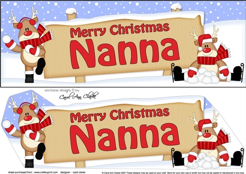 large DL Merry Christmas NANNA with Rudolph 3D decoupage