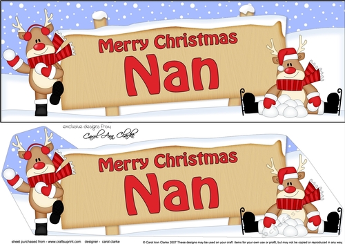 large DL Merry Christmas NAN with Rudolph 3D decoupage