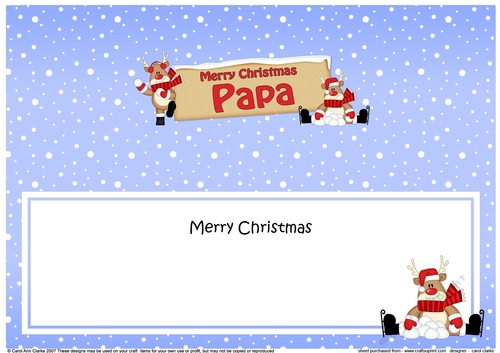 large DL Merry Christmas PAPA with Rudolph insert