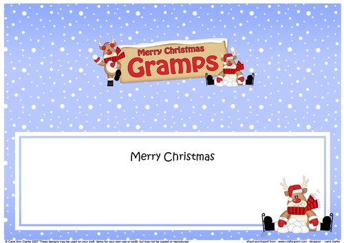 large DL Merry Christmas GRAMPS with Rudolph insert