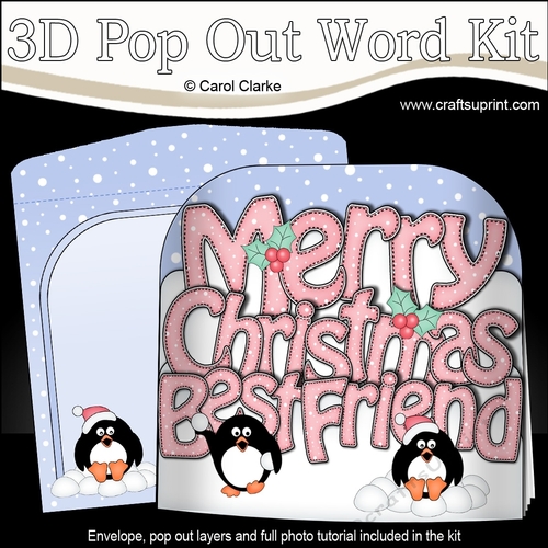 3D Pop Out Christmas Word Card Kit - Merry Christmas Best Friend
