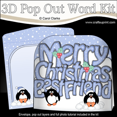 3D Pop Out Christmas Word Card Kit - Merry Christmas Best Friend