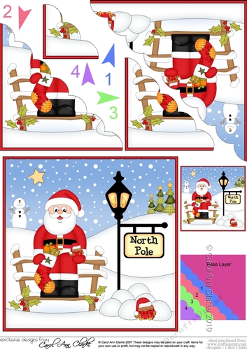 Christmas Santa is at the North Pole Fan Pyramage Topper