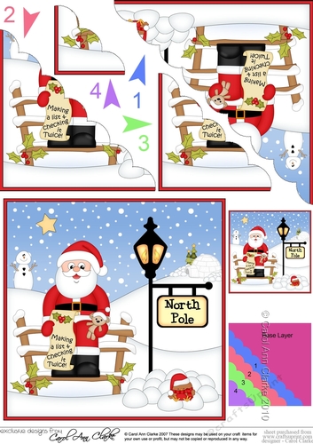 Christmas Santa is at the North Pole Fan Pyramage Topper