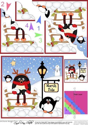 Christmas Pip Penguin is at the North Pole Fan Pyramage Topper