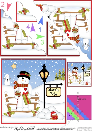 Christmas Snowman Roi is at the North Pole Fan Pyramage Topper