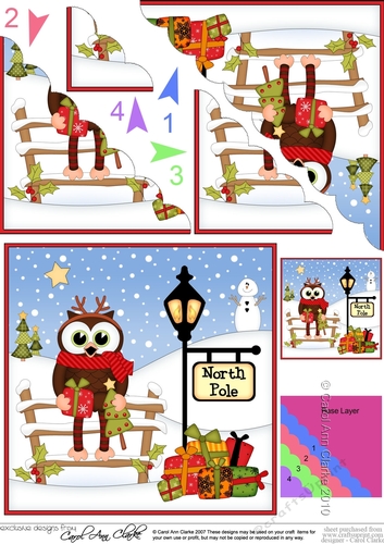 Christmas Little Hoot Owl is at the North Pole Fan Pyramage Topper