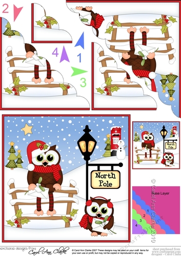Christmas Little Hoot Owl is at the North Pole Fan Pyramage Topper