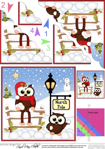 Christmas Little Hoot Owl is at the North Pole Fan Pyramage Topper