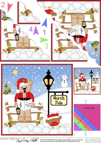Christmas Livvy Bear is at the North Pole Fan Pyramage Topper