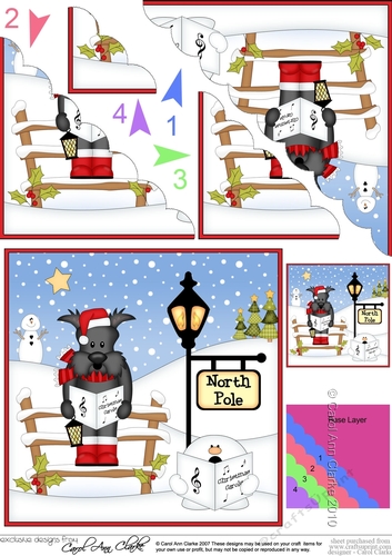 Christmas Hamish Scottie Dog is at the North Pole Fan Pyramage Topper