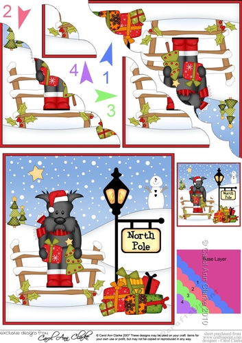Christmas Hamish Scottie Dog is at the North Pole Fan Pyramage Topper