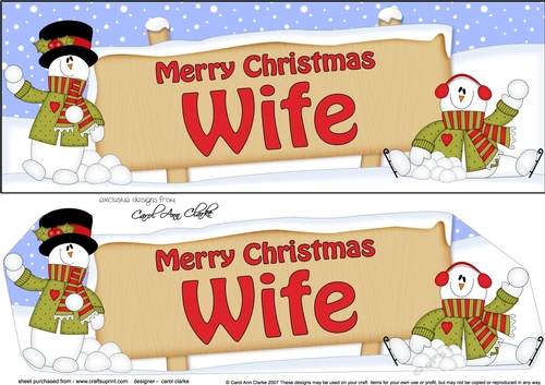 large DL Merry Christmas WIFE with Snowman 3D decoupage