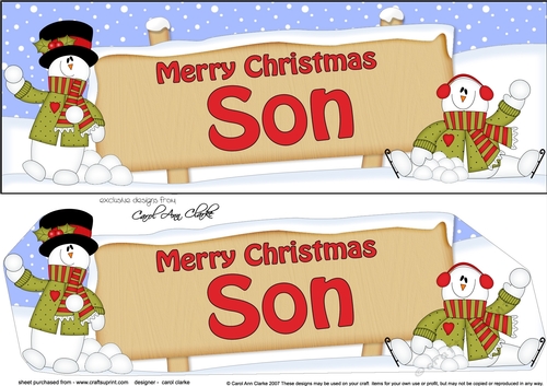 large DL Merry Christmas SON with Snowman 3D decoupage