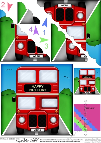 Fun Birthday Big Red Bus Scalloped Corner Stacker