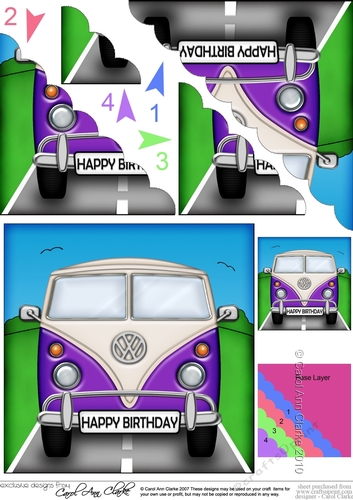Fun Birthday Camper Van Scalloped Corner Stacker