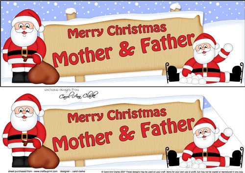Large DL Merry Christmas MOTHER & FATHER with Santa 3D decoupage