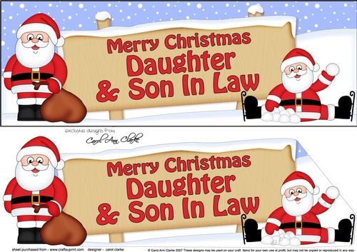 Large DL Merry Christmas DAUGHTER & SON IN LAW with Santa 3D decoupage