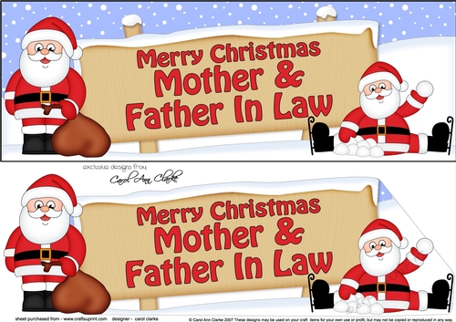 Large DL Merry Christmas MOTHER & FATHER IN LAW with Santa 3D decoupage
