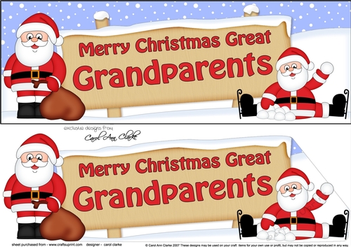 Large DL Merry Christmas GREAT GRANDPARENTS with Santa 3D decoupage