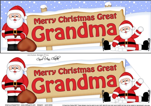 Large DL Merry Christmas GREAT GRANDMA with Santa 3D decoupage