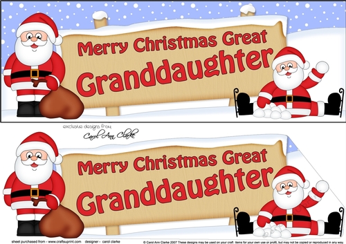 Large DL Merry Christmas GREAT GRANDDAUGHTER with Santa 3D decoupage