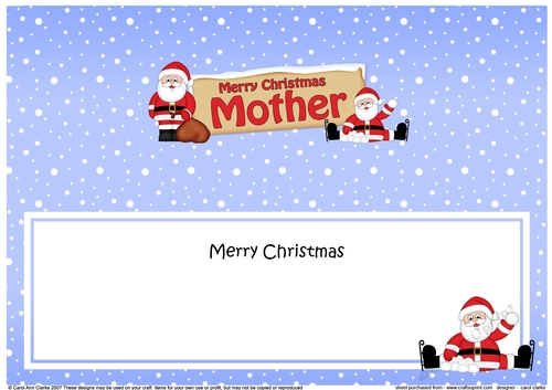 Large DL Merry Christmas MOTHER with Santa insert