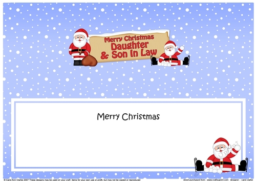 Large DL Merry Christmas DAUGHTER & SON IN LAW with Santa insert