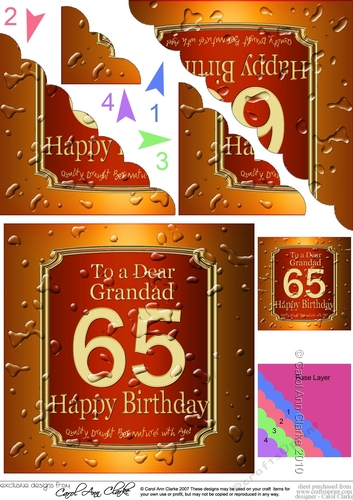 65th Birthday Grandad Beer Label Scalloped Corner Stacker