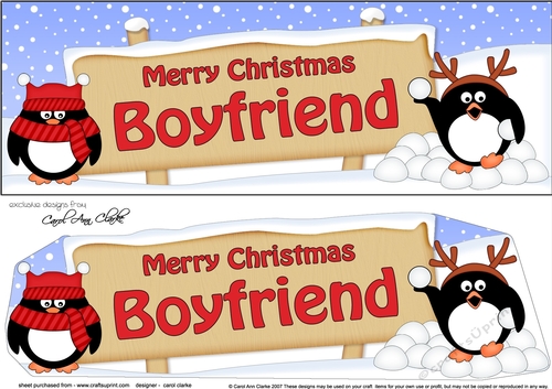 large DL Merry Christmas BOYFRIEND with Penguins 3D decoupage