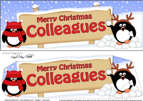 large DL Merry Christmas COLLEAGUES with Penguins 3D decoupage